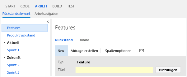 Funktionen aus dem Funktionsbacklog schnell hinzufügen