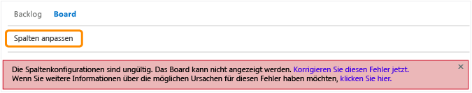 Die Fehlermeldung weist darauf hin, dass die Spalten angepasst werden müssen