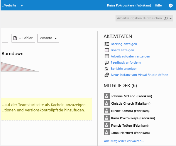 Teammitgliederliste überprüfen