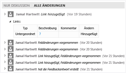 Änderungsverlauf in Team Web Access anzeigen