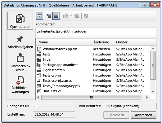 Details for Changeset dialog box