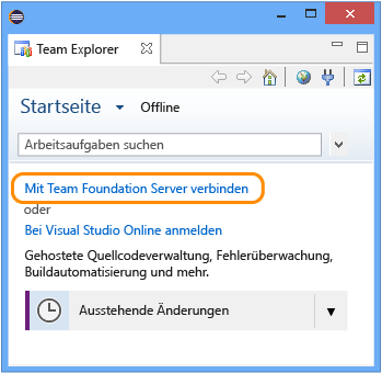 Verbindung mit Team Foundation Server herstellen