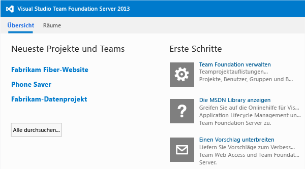 Überblicksseite, Team Web Access