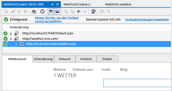 Ergebnisse des codierten Webleistungstests