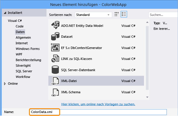 ColorData.xml-Datei hinzufügen