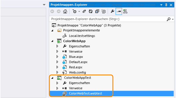 Projektmappe mit Webleistungstest