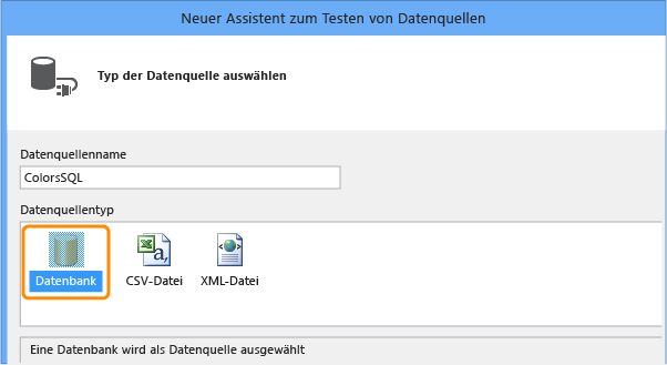 Namen für die Datenbankquelle angeben