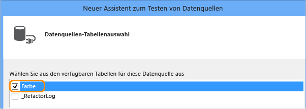 Tabelle "Color" als Datenquelle hinzufügen