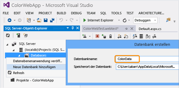 Eine neue SQL-Datenbank hinzufügen