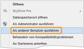 Kontextmenü für Visual Studio devenv.exe