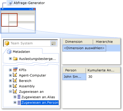 Abfrage-Generator – Personendimension hinzufügen