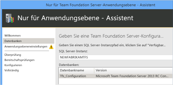 SQL Server und Datenbanksicherungssatz auswählen