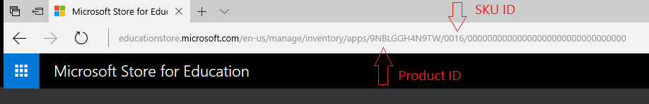 Url after apps/ is product id and next is SKU.