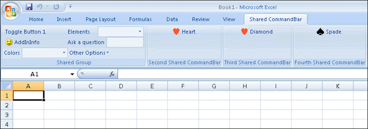 Three command bars converted to groups