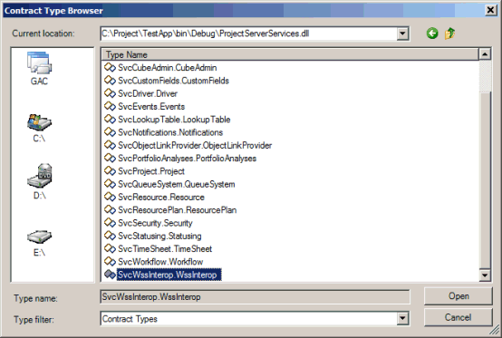 Using the Contract Type Browser