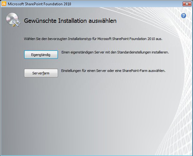 Installationstypauswahl