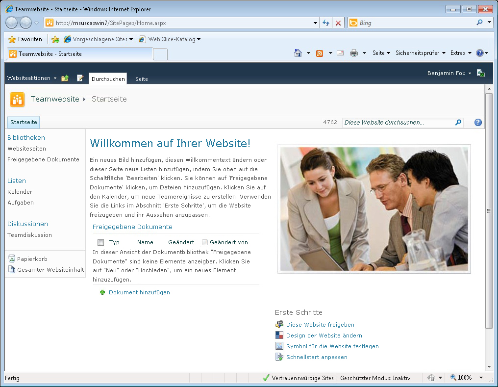 Neue SharePoint-Website