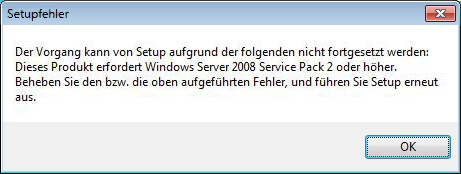 Setup kann nicht fortgesetzt werden