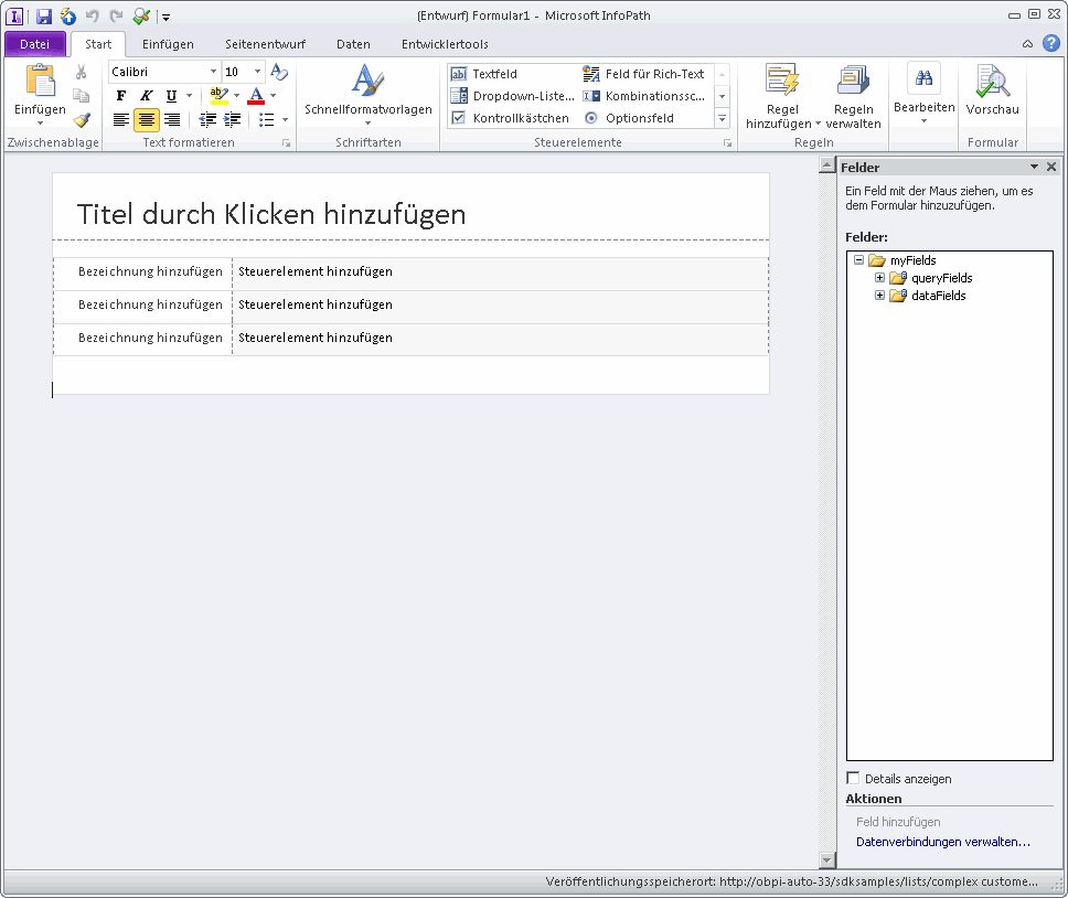 Leeres InfoPath-Formular