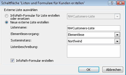 Neue externe Liste erstellen