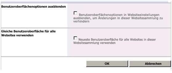 Ändern der Benutzeroberfläche auf Websitesammlungsebene