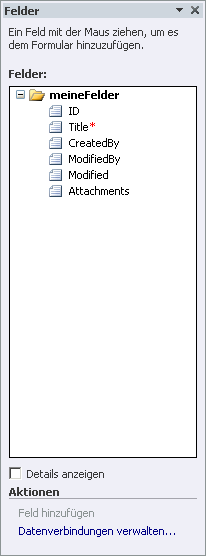 Feldliste in InfoPath Designer