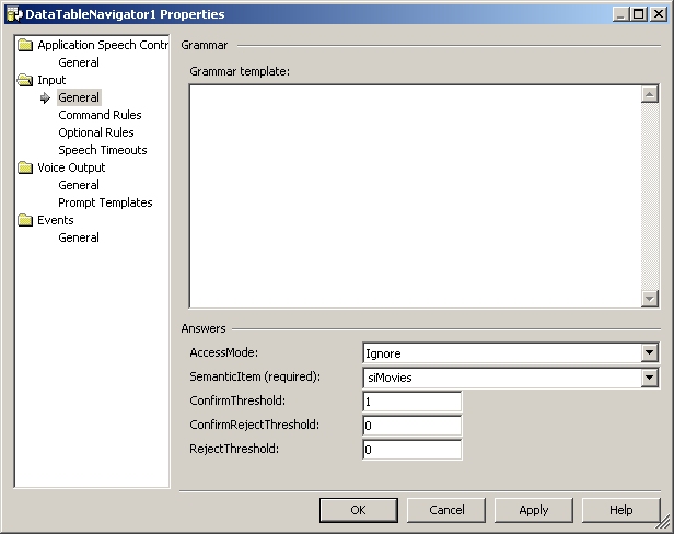 DataTableNavigator grammar template