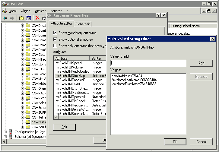 msExchUMDtmfMap mit Werten