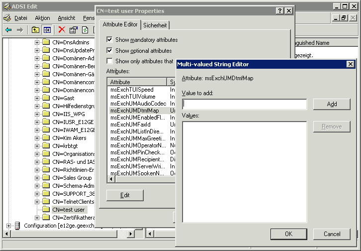 msExchUMDtmfMap ohne Werte