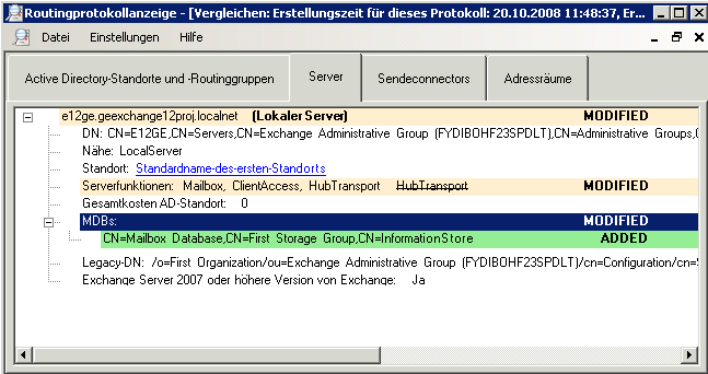 Protokolle mit Änderungen vergleichen