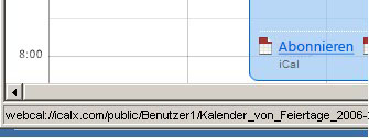 Webkalenderlink zu einem Internetkalender