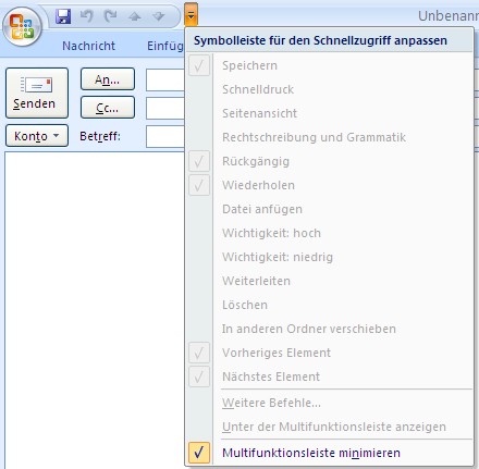 Anpassung der Symbolleiste für den Schnellzugriff deaktiviert durch Richtlinie