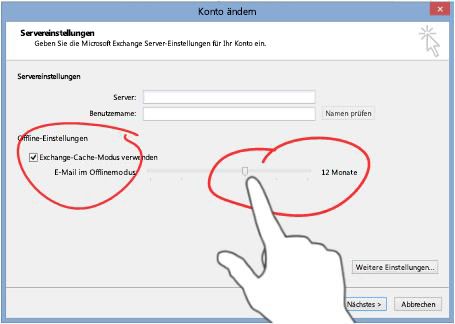 Das Outlook-Dialogfeld "Konto ändern"