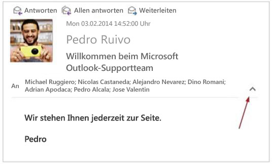 Beispiel einer vollständigen E-Mail-Kopfzeile