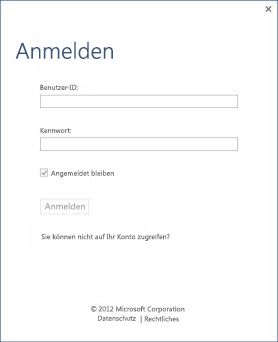 Ein Screenshot der Office-Anmeldeseite, auf der sich Benutzer mit ihren persönlichen IDs anmelden können.