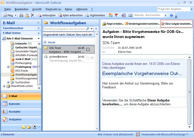 Office SharePoint Server 2007-Workflowaufgaben