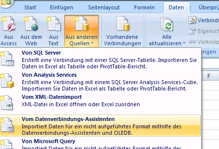 Excel Services – Erstellen einer neuen Verbindung