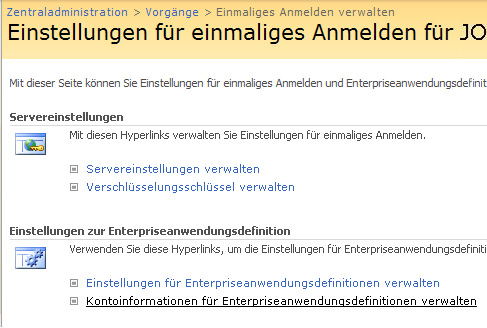 Kontoinformationen für Enterpriseanwendungsdefinitionen verwalten