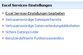 Excel Services-Einstellungen für Datenverbindungen