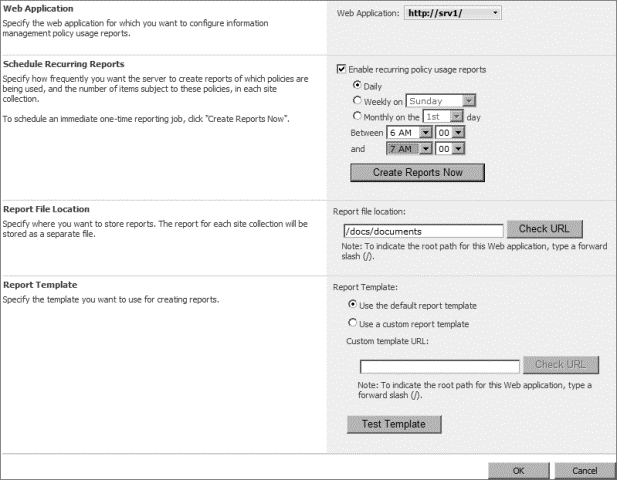 Einstellungen für Berichtsdateiinformationen