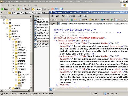 Bildschirm der Datei 'WEBTEMP.XML'