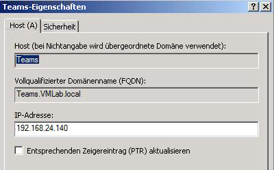 Bild eines DNS-Eintrags