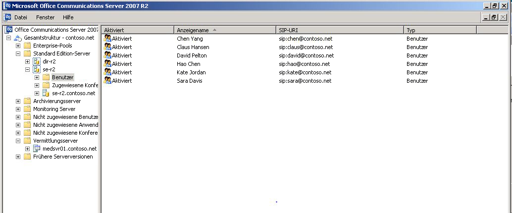 Für Communications Server 2007 R2 aktivierte Benutzer