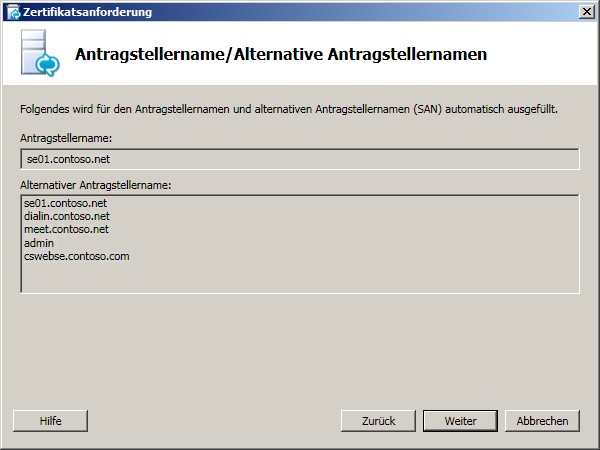 Antragstellername/Alternative Antragstellernamen (Dialogfeld)