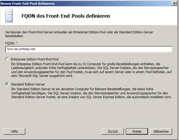 FQDN des Front-End-Pools definieren (Dialogfeld)