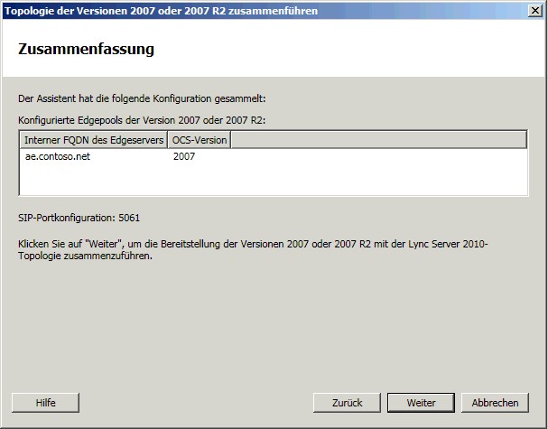 Topologie zusammenführen – Zusammenfassung (Dialogfeld)