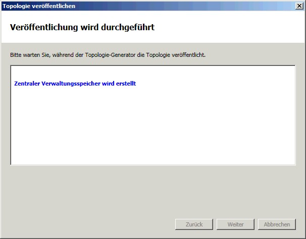 Topologie-Generator: Veröffentlichung wird durchgeführt (Dialogfeld)