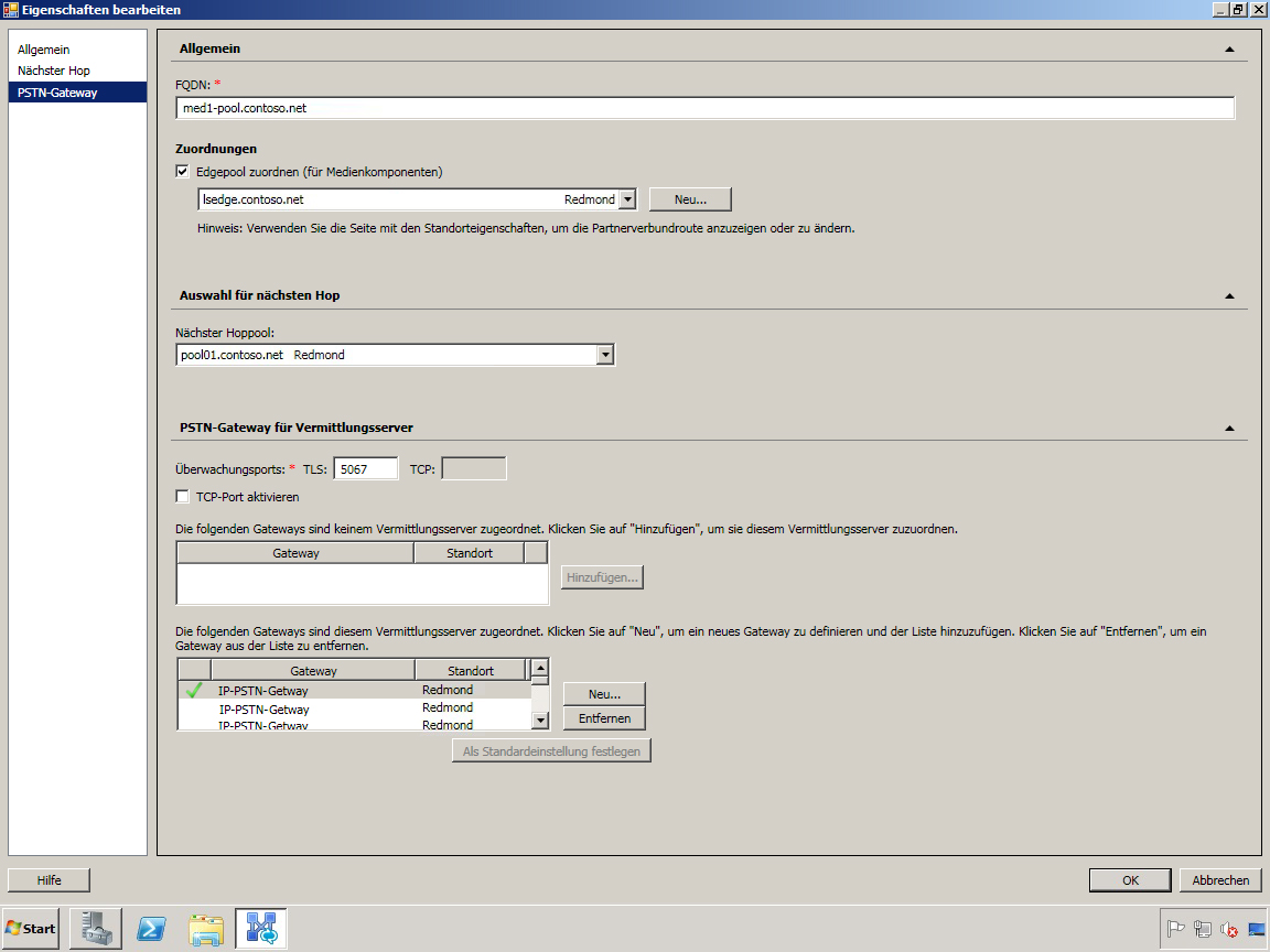 Topologie-Generator: PSTN-Gateway bearbeiten