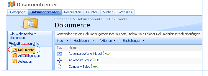 SharePoint-Bibliothek mit einer freigegebenen Datenquelle