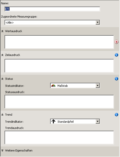 Leere KPI-Vorlage im Anzeigebereich